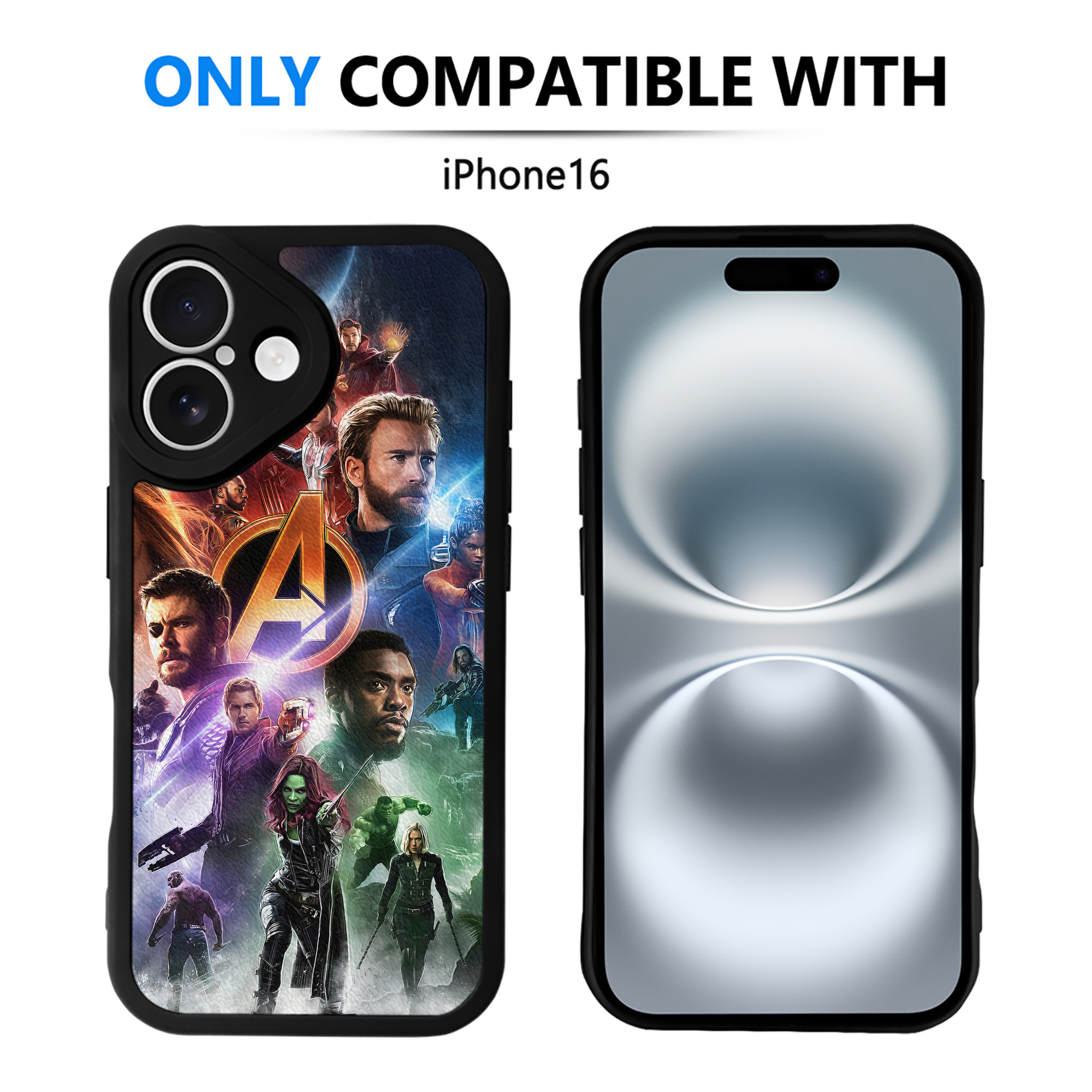 （画像用） アベンジャーズ The Avengers 【iPhone 16シリーズ対応】シリコンスマホケース（レザー調） 材質：シリコン